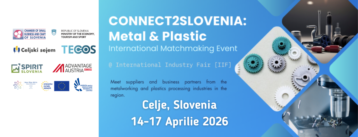 Connect2Slovenia 2026: Metal&Plastic – Eveniment de brokeraj în cadrul Târgului Industrial Internațional din Celje, Slovenia