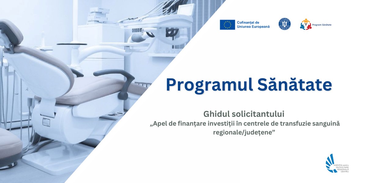 Programul Sănătate 2021-2027: Apel de finanțare pentru investiții în centrele de transfuzie sanguină regionale/județene