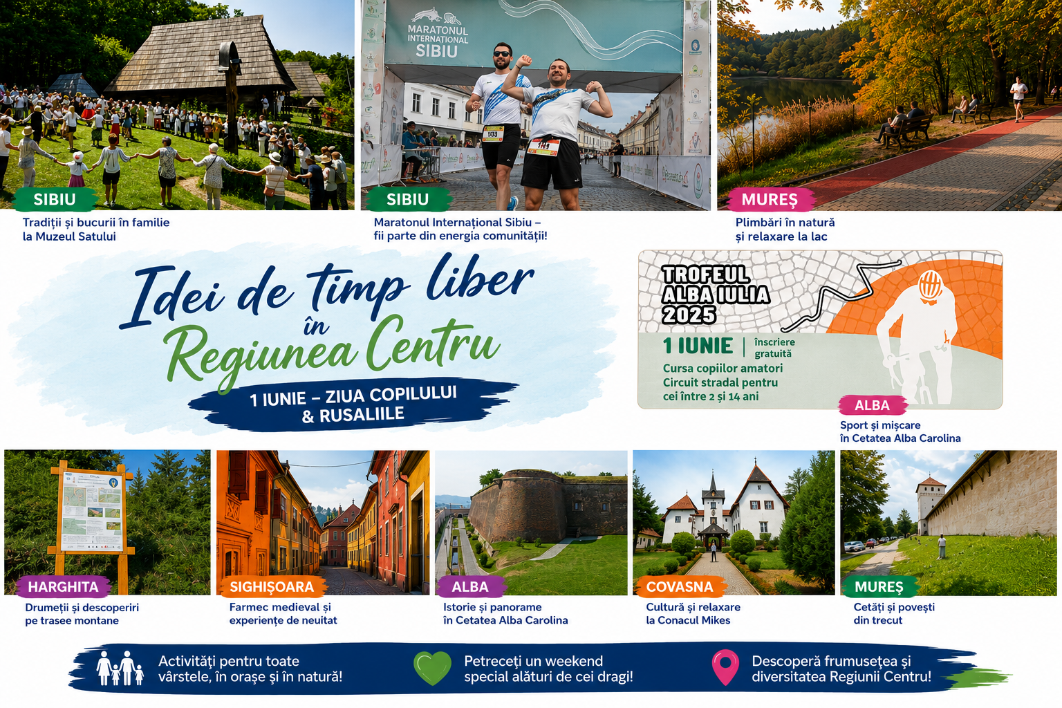 Week-end cultural, distractiv, sportiv și sănătos de Rusalii și Ziua Copilului în Regiunea Centru